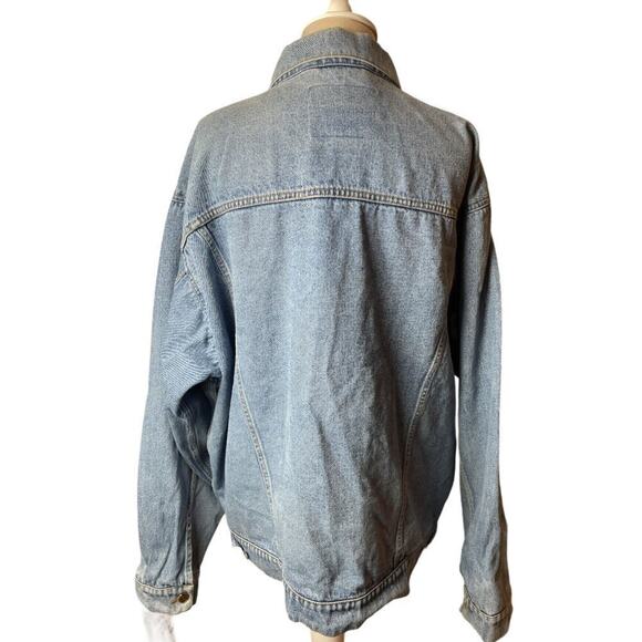 Y2K Vntg High Sierra Denim Jean Trucker Engineering Faded Work Jacket Men's XL - Picture 3 of 5